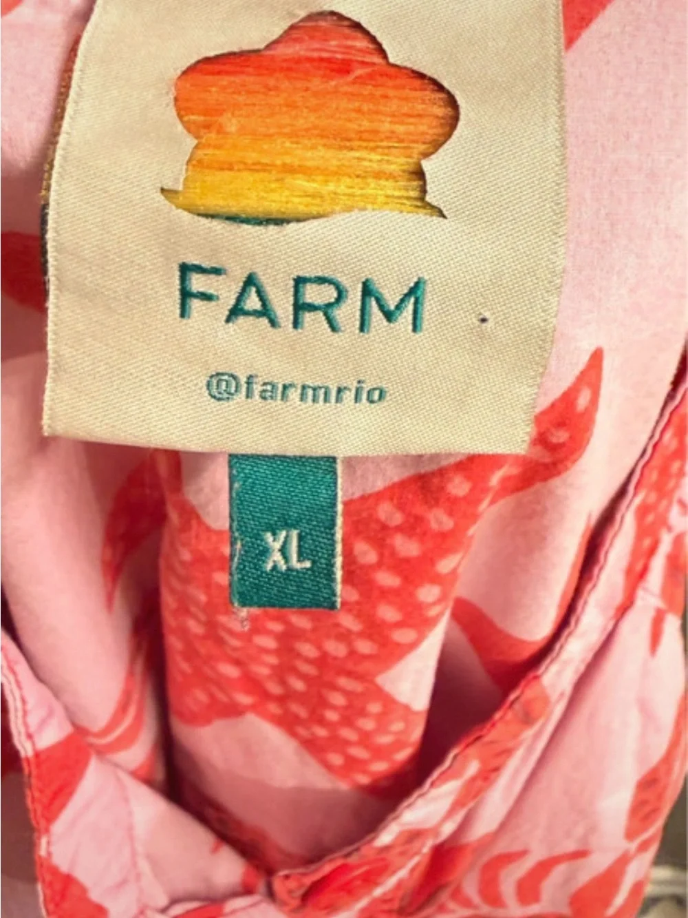 Farm Rio Women's Pink & Red lobster and sea shells dress